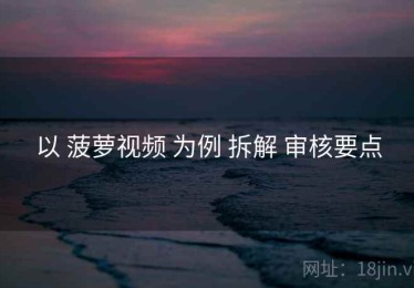 以 菠萝视频 为例 拆解 审核要点